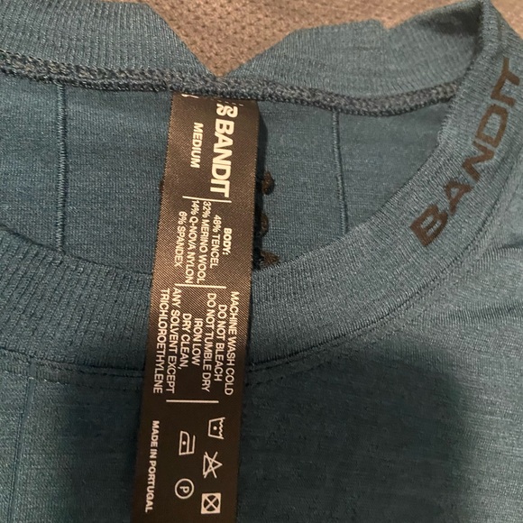 Bandit wool blend Long Sleeve Crewneck Shirt — dark Teal Blue/green - Picture 2 of 4